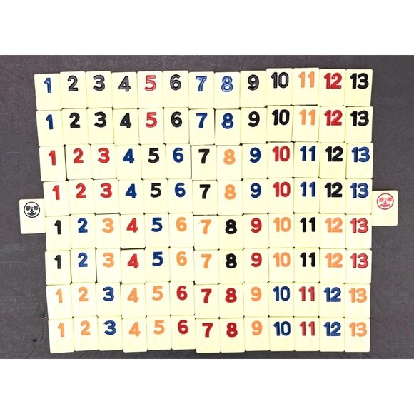Vintage Rummikub Game Tiles Complete Set 1987 Pressman Cream Crafts Replacements - Picture 1 of 5